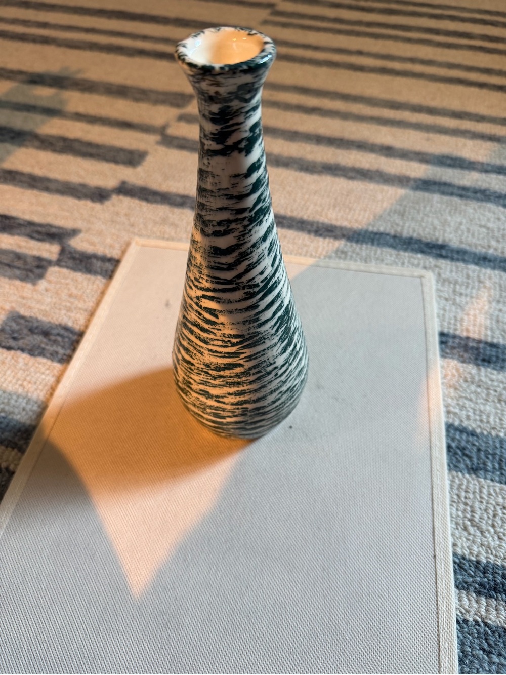 Speckled Green and White Ceramic Bud Vase